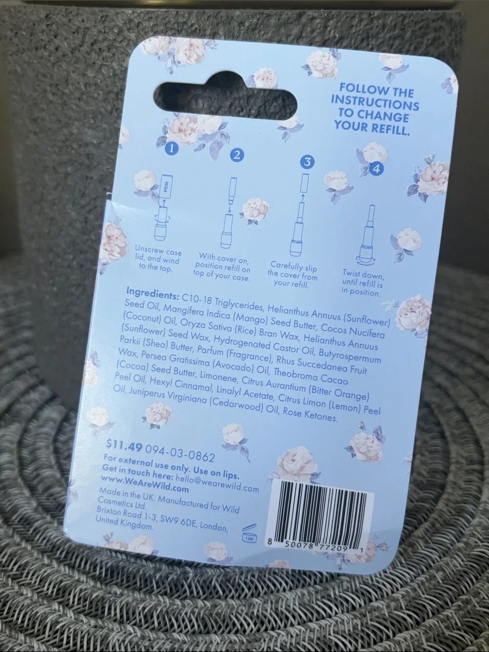 NWT Love Shack Fancy Wild Everblooming Rosettes Lip Starter Whisper Blue .15oz